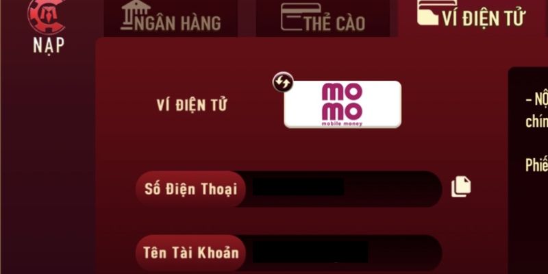 Nạp tiền qua momo